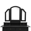 vidaXL fekete császárfa fésülködőasztal-szett ülőkével 100x40x146 cm