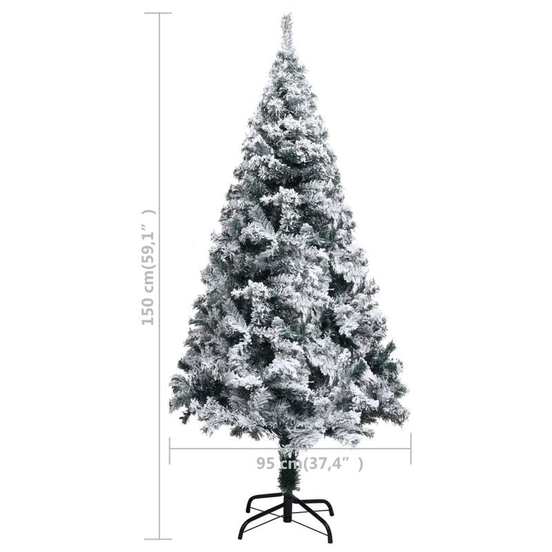 vidaXL zöld PVC műkarácsonyfa hóval 150 cm