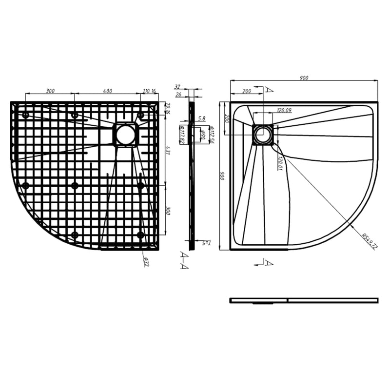 vidaXL fehér SMC zuhanytálca 90 x 90 cm