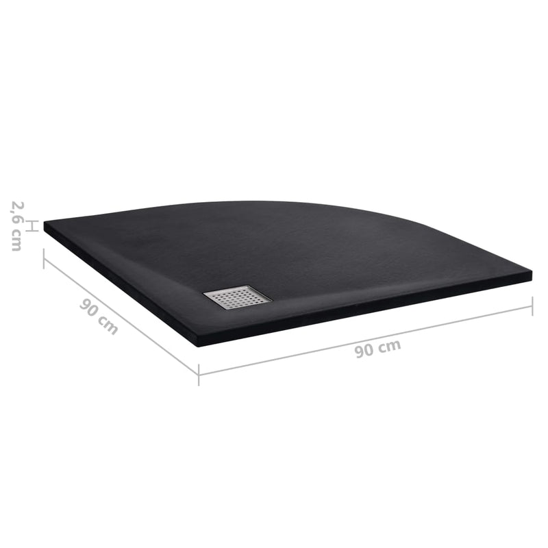 vidaXL fekete SMC zuhanytálca 90 x 90 cm