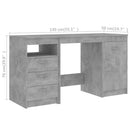 vidaXL betonszürke szerelt fa íróasztal 140 x 50 x 76 cm