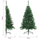 vidaXL zöld PVC fél műkarácsonyfa állvánnyal 150 cm