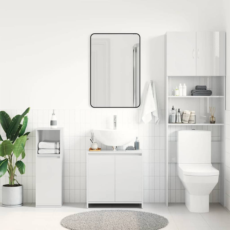 vidaXL magasfényű fehér szerelt fa fürdőszobaszekrény 60 x 33 x 61 cm