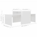 vidaXL magasfényű fehér szerelt fa dohányzóasztal szett 100x48x40 cm