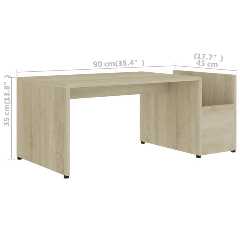 vidaXL sonoma tölgy színű szerelt fa dohányzóasztal 90 x 45 x 35 cm