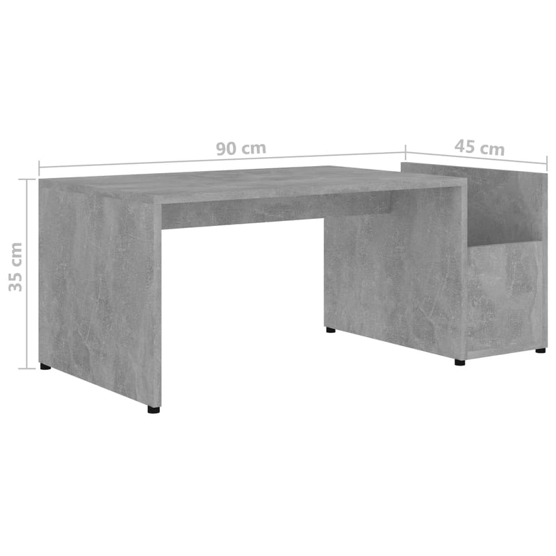 vidaXL betonszürke szerelt fa dohányzóasztal 90 x 45 x 35 cm