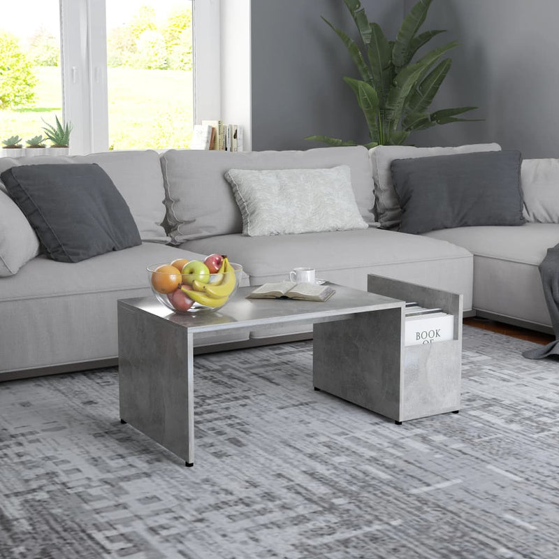 vidaXL betonszürke szerelt fa dohányzóasztal 90 x 45 x 35 cm