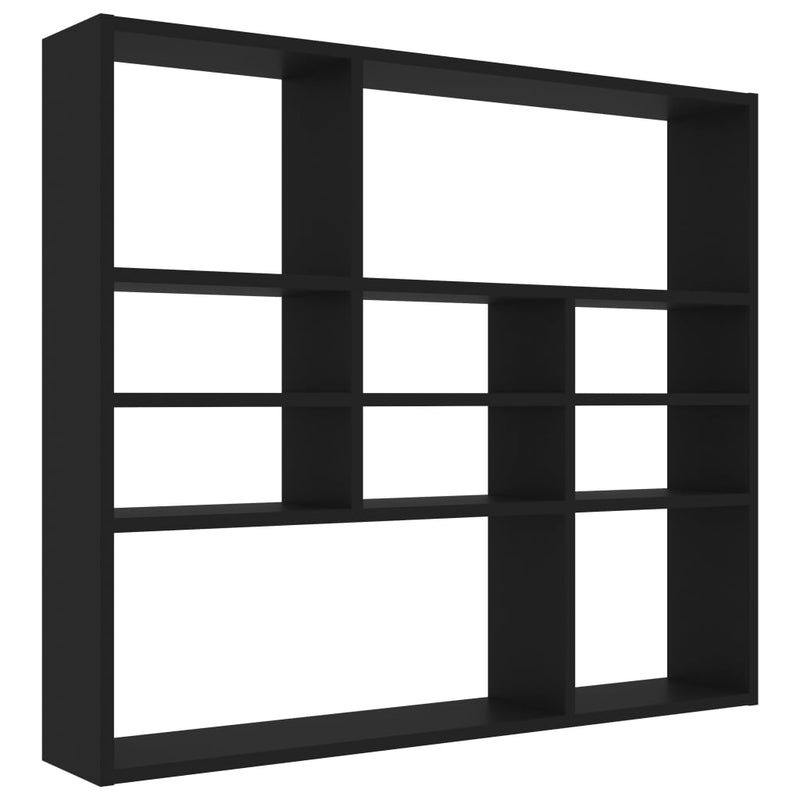 vidaXL fekete szerelt fa fali polc 90 x 16 x 78 cm