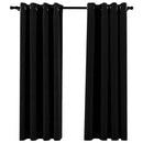 vidaXL 2 db fekete, vászonhatású sötétítőfüggöny fűzőkarikával 140 x 175 cm