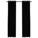 vidaXL 2 db fekete, vászonhatású sötétítőfüggöny fűzőkarikával 140 x 225 cm
