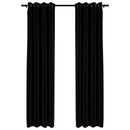 vidaXL 2 db fekete, vászonhatású sötétítőfüggöny fűzőkarikával 140 x 245 cm