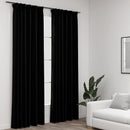 vidaXL 2 db fekete vászonhatású sötétítőfüggöny kampókkal 140 x 225 cm