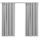 vidaXL 2 db szürke vászonhatású sötétítőfüggöny kampókkal 140 x 175 cm