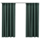 vidaXL 2 db zöld vászonhatású sötétítőfüggöny kampókkal 140 x 175 cm