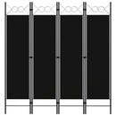 vidaXL fekete 4 paneles paraván 160 x 180 cm