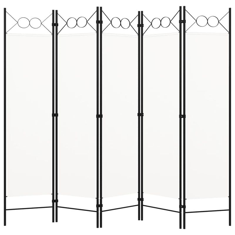 vidaXL fehér 5 paneles paraván 200 x 180 cm
