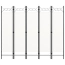 vidaXL fehér 5 paneles paraván 200 x 180 cm