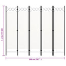 vidaXL fehér 5 paneles paraván 200 x 180 cm