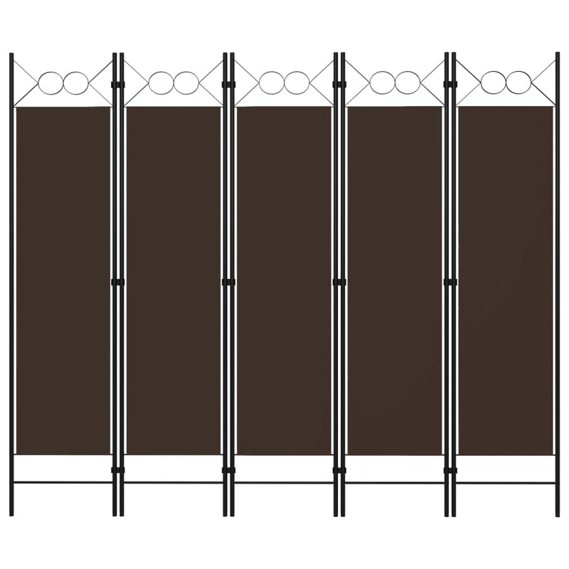 vidaXL barna 5 paneles paraván 200 x 180 cm