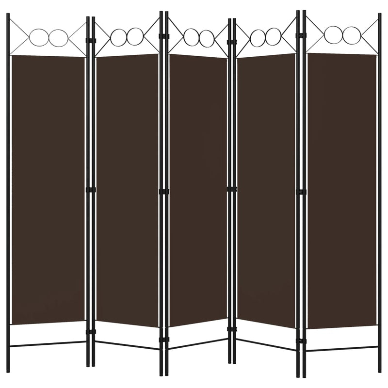 vidaXL barna 5 paneles paraván 200 x 180 cm