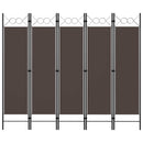 vidaXL barna 5 paneles paraván 200 x 180 cm