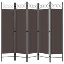 vidaXL barna 5 paneles paraván 200 x 180 cm