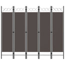 vidaXL antracitszürke 5 paneles paraván 200 x 180 cm
