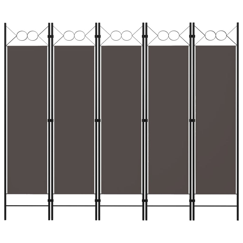 vidaXL antracitszürke 5 paneles paraván 200 x 180 cm