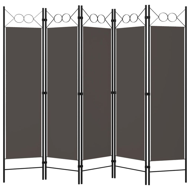 vidaXL antracitszürke 5 paneles paraván 200 x 180 cm