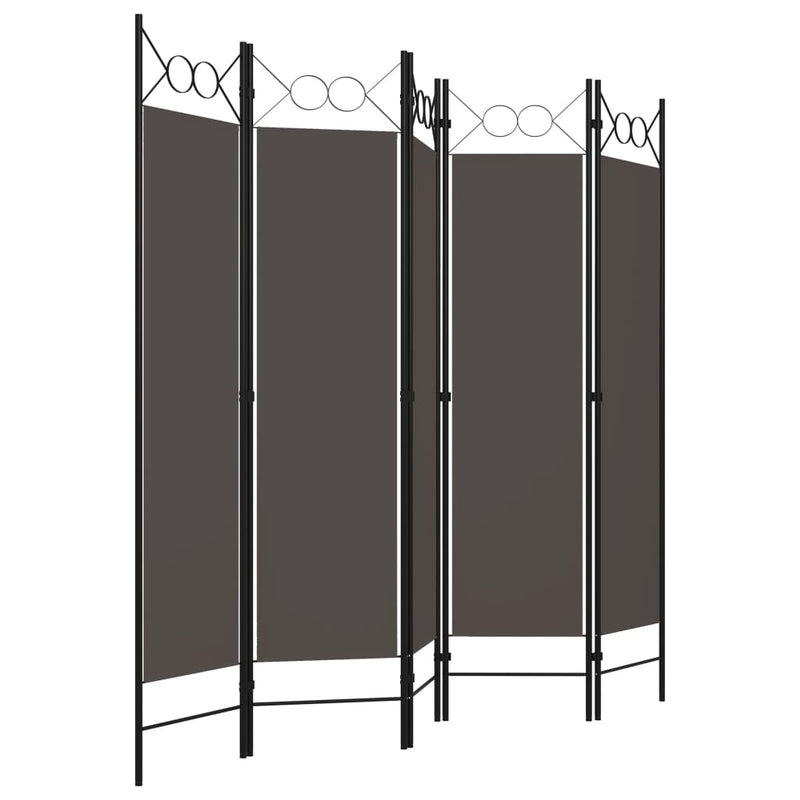 vidaXL antracitszürke 5 paneles paraván 200 x 180 cm