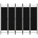vidaXL fekete 5 paneles paraván 200 x 180 cm