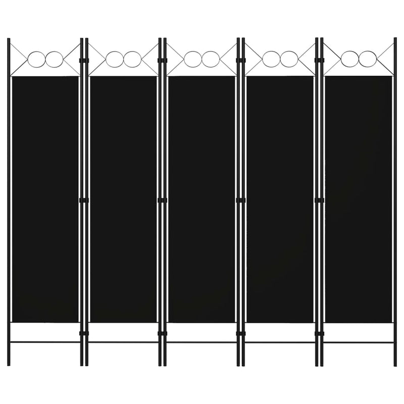 vidaXL fekete 5 paneles paraván 200 x 180 cm