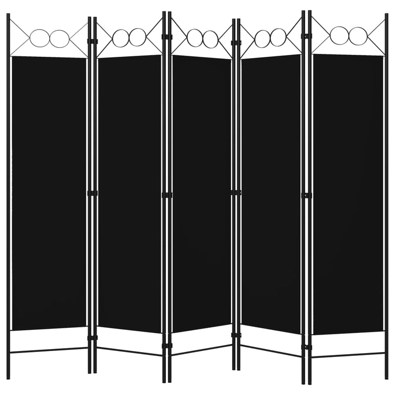 vidaXL fekete 5 paneles paraván 200 x 180 cm