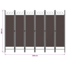 vidaXL barna 6 paneles paraván 240 x 180 cm