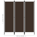 vidaXL barna 3 paneles paraván 150 x 180 cm