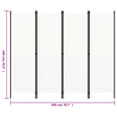 vidaXL fehér 4 paneles paraván 200 x 180 cm