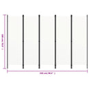 vidaXL fehér 5 paneles paraván 250 x 180 cm