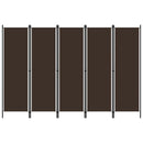 vidaXL barna 5 paneles paraván 250 x 180 cm
