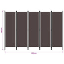 vidaXL barna 6 paneles paraván 300 x 180 cm