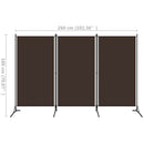 vidaXL barna 3 paneles paraván 260 x 180 cm
