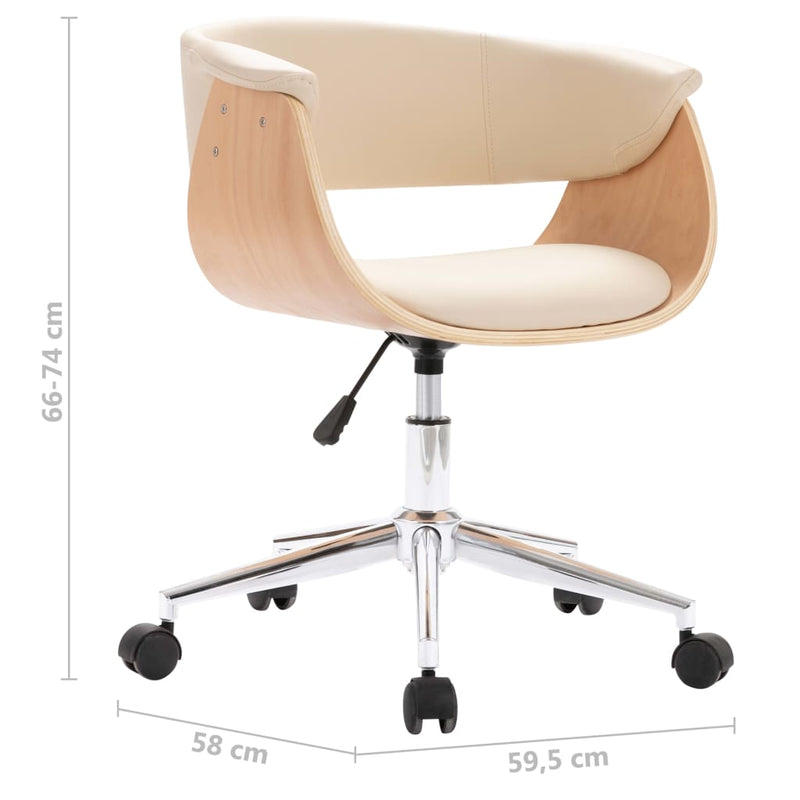 vidaXL 6 db krémszínű műbőr forgó étkezőszék