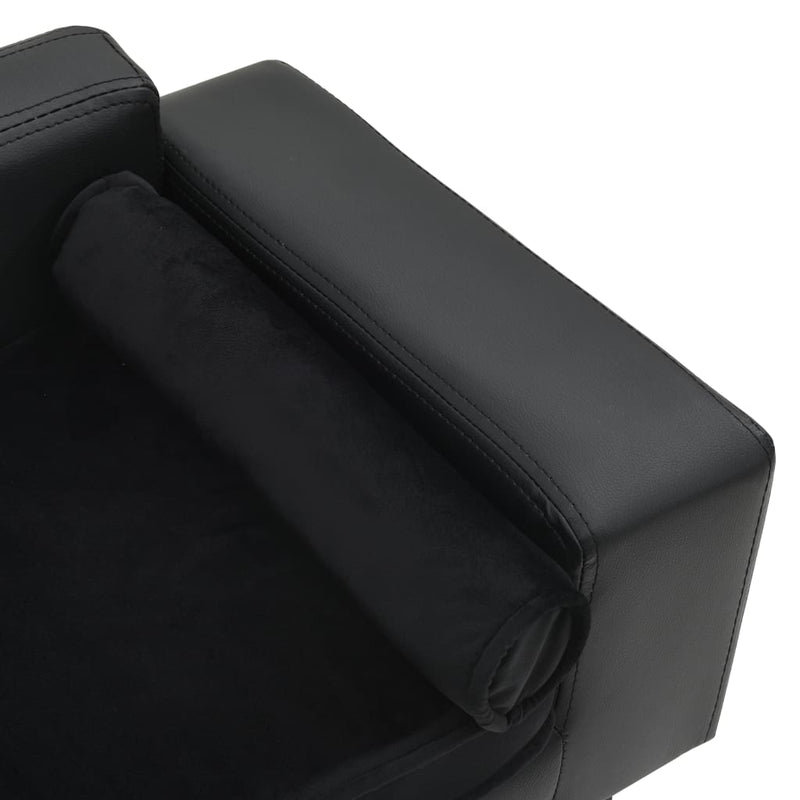 vidaXL fekete plüss és műbőr kutyakanapé 81 x 43 x 31 cm