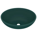vidaXL ovális matt sötétzöld kerámia luxus mosdókagyló 40 x 33 cm