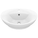 vidaXL ovális matt fehér kerámia mosdókagyló túlfolyóval 58,5 x 39 cm