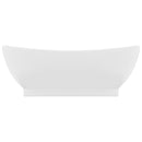 vidaXL ovális matt fehér kerámia mosdókagyló túlfolyóval 58,5 x 39 cm