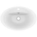 vidaXL ovális matt fehér kerámia mosdókagyló túlfolyóval 58,5 x 39 cm