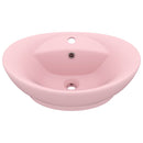 vidaXL ovális matt rózsaszín kerámia mosdókagyló túlfolyóval 58,5x39cm