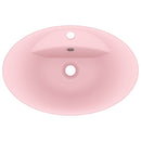 vidaXL ovális matt rózsaszín kerámia mosdókagyló túlfolyóval 58,5x39cm