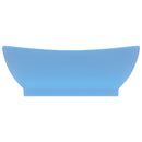 vidaXL ovális matt világoskék kerámia mosdó túlfolyóval 58,5 x 39 cm