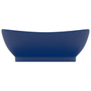 vidaXL ovális matt sötétkék kerámia mosdó túlfolyóval 58,5 x 39 cm